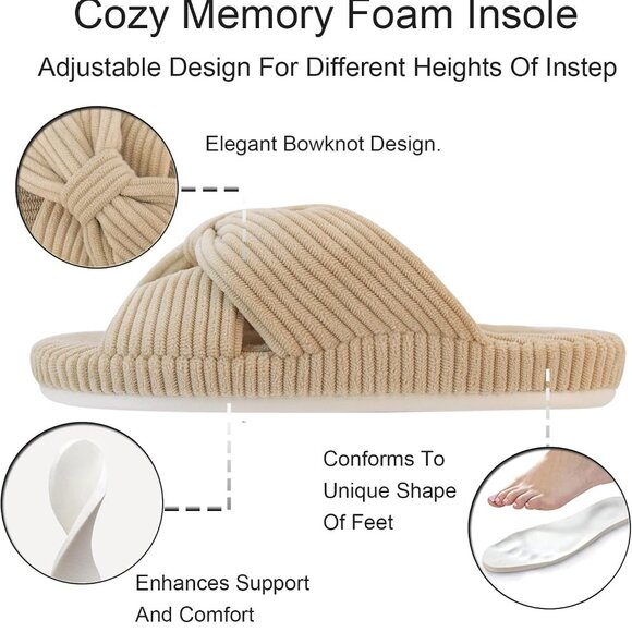 Women's Orthopedic Arch Support Open Toe House Slippers for Plantar Fasciitis La - Picture 3 of 6
